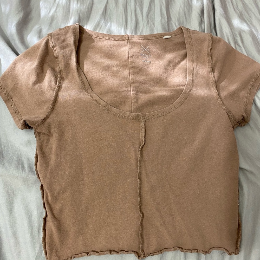 brown lined cropped top